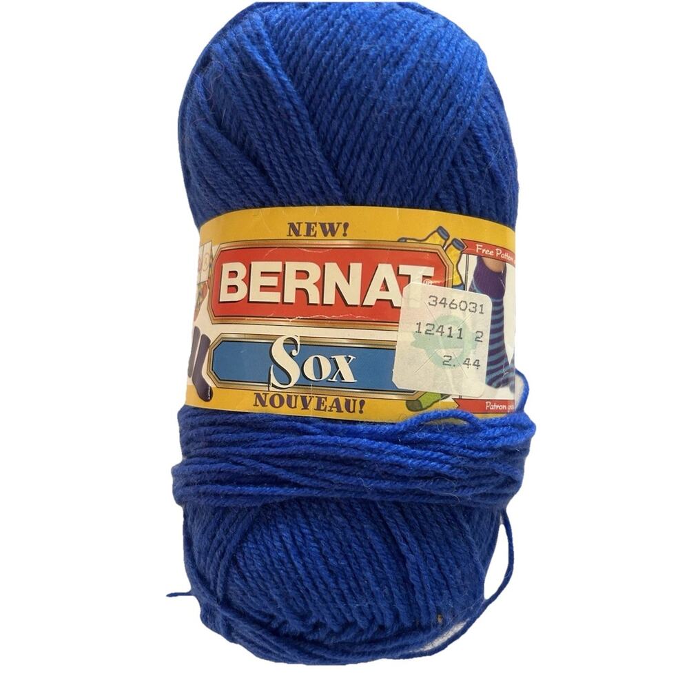 Vtg Bernat Yarn SOX Nouveau Royal Blue Skein 50g 1.75oz 203yards Color 40134 NOS